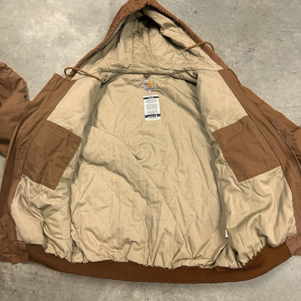 Carhartt Fire Resistant Jacket Mens XL Brown HRC3 FullZip Hoodie Workwear FRJ237 - Picture 8 of 10